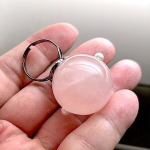 🖤APRIL BIRTHSTONE Rose Quartz handmade ring